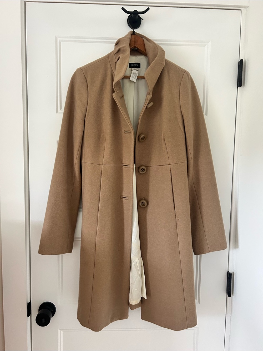 Gorgeous J. Crew Camel Wool-Blend Trench Coat high collar Sz6